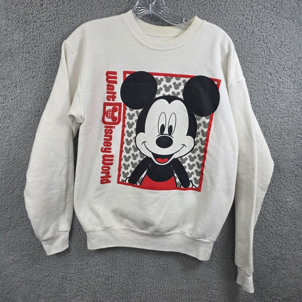 Vintage Walt Disney World Park Mickey Mouse Hanes Logo Crewneck Sweater Size S